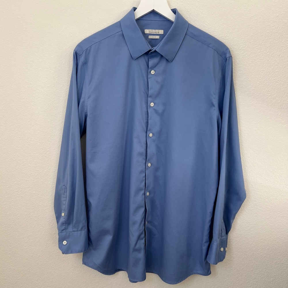 Perry Ellis portfolio SLIM FIT DRESS SHIRT Large